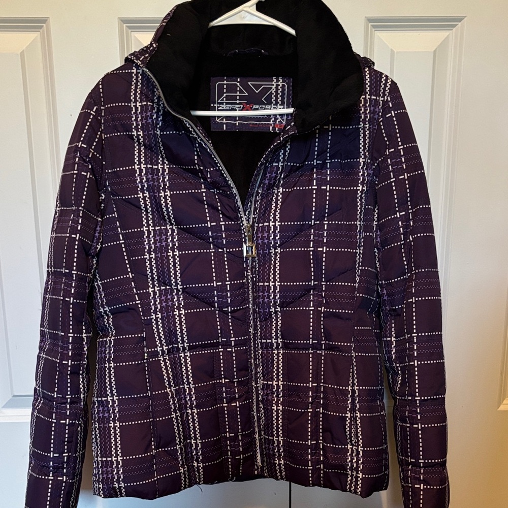 ZeroXposur Women's Dark Purple Plaid Puffer Jacket- Excellent Condition!